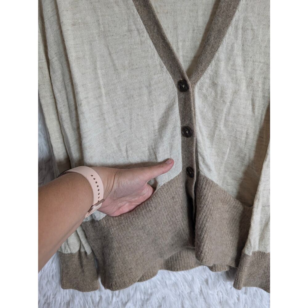 Madewell Wool Blend Boyfriend Cardigan Women's Large Brown Linen Alpaca Pockets - Picture 3 of 7